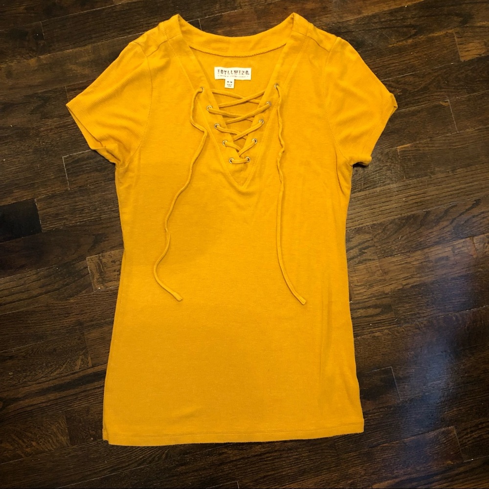 Idyllwind mustard yellow ribbed top